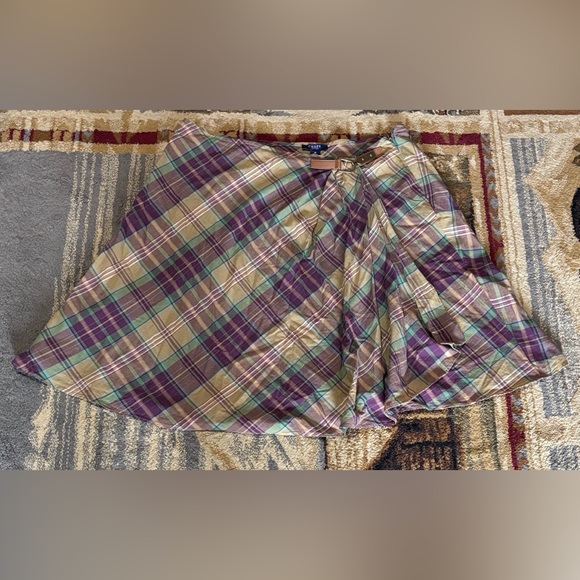 Chaps Dresses & Skirts - Chaps Plaid Circle Skirt in Purple, Green & Tan with Belt